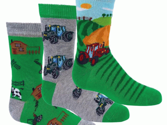 Chaussettes enfant motif tracteur | 3 paires | 3189.