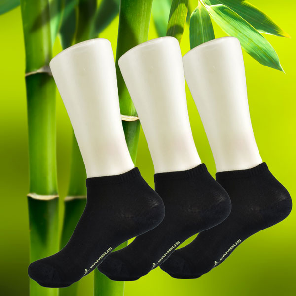 Chaussettes courtes en bambou noir | 3 paires | Art.43015