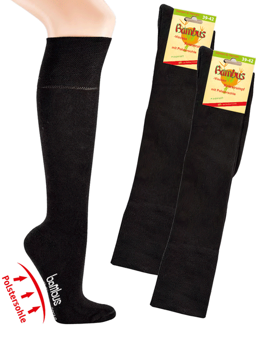 Bambus Kniesocken mit Polstersohle | 2 Paar | Art. 6469