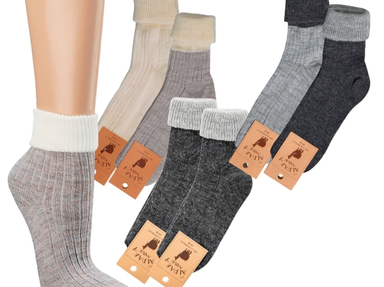 Umschlag-Socken mit Alpaka Wolle | 2 Paar | Art. 2192